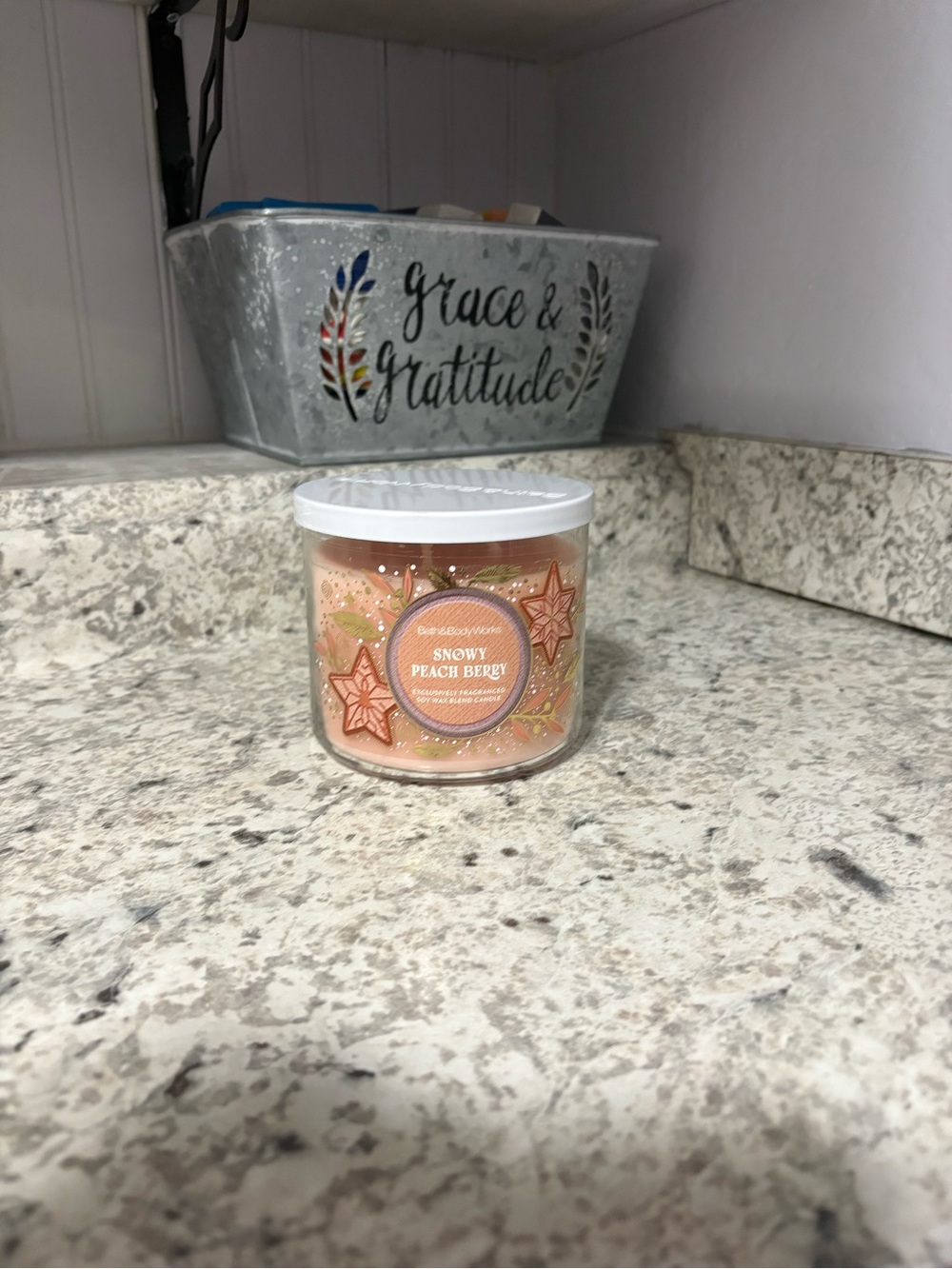 Bath and Body Works 3 Wick Candle Snowy Peach Berry New